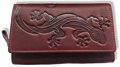 Jockey Club echt Leder Geldbörse Portemonnaie Geldbeutel Sauvage Leder mit RFID Schutz Gecko Rot