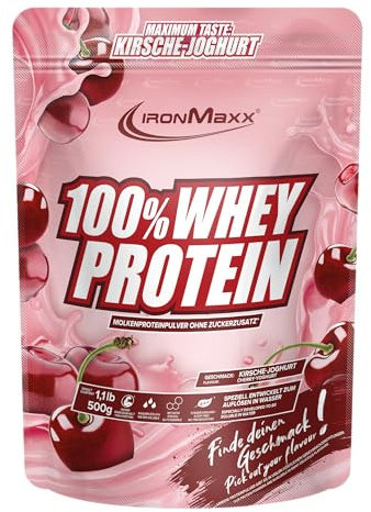 IronMaxx 100% Whey Protein Polvere - Cherry Yoghurt 500g Bag | Gustoso High Protein Shake, 37g di proteine per porzione, Power Drink per un allenamento muscolare intenso, con BCAA e EAA