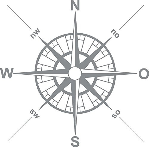 GRAZDesign Wandtattoo Kompass Wohnzimmer Maritime Deko | Wandaufkleber Outdoor und Indoor - 30x30cm / 074 mittelgrau