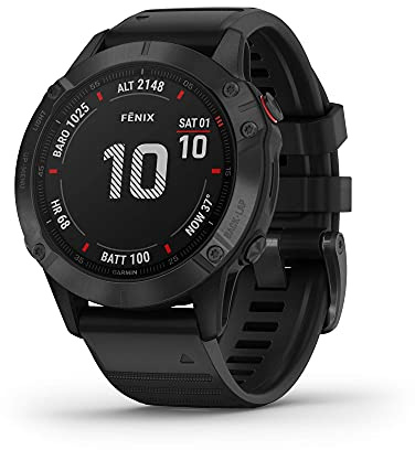 Garmin Fenix 6 Pro, Premium Multisport GPS Watch, Features Mapping, Music, Grade-Adjusted Pace Guidance and Pulse Ox Sensors, Black (Renewed)