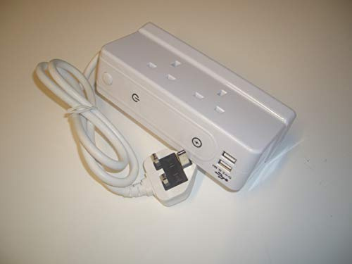 PRO ELEC PEL01263 4-Gang Desktop Mains Extension Lead with 2x USB Charging Ports, 2m, White