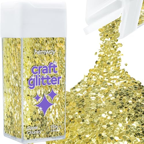 Glitzer für Bastelarbeiten Streuer Sand Gold Kunstharz Trinkgläser Karten Weihnachten Schmuck Kerzen super klobig Nägel Gesicht Kosmetik 110 g / 3,9 oz