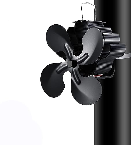 Bythavny 4 Blatt Kaminventilator mit Schraubendreher Holzabzugrohr Herd Ventilator, wärmebetrieben, umweltfreundlich am Schornstein für/Holzbrenner/Kaminventilatoren