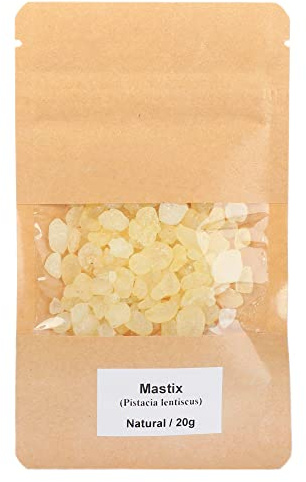 NKlaus Räucherwerk Mastix Electa, Naturharz aus Chios, 20 g, 1 Stück | Pistacia lentiscus, 1. Grad, hellgelbe kleine Tränen; hochrein, ohne zugesetztes Parfum, für Meditation