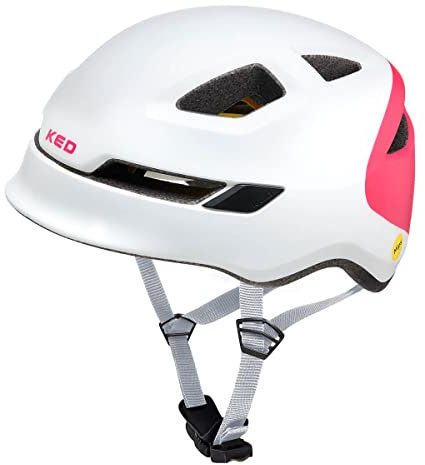 KED Unisex Jugend Pop Fahrradhelm, White Magenta, 52-56 (M)
