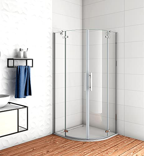 Acezanble Duschkabine 80x80cm Runddusche Duschabtrennung Viertelkreis Dusche H195cm