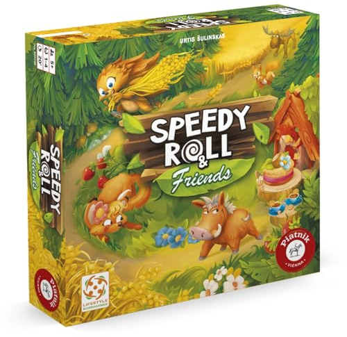 Piatnik 8072 - Speedy Roll & Friends | Das lustige Igel Rennen geht weiter. Die Fortsetzung des Spiels des Jahres Speedy Roll, Mehrfarbig