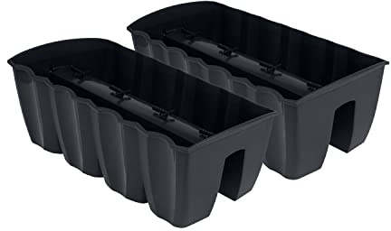PAFEN 2X Blumenkasten Hängetopf - 58,5 x 28,5 x 20,5cm -Blumentopf Pflanztopf Balkontopf Geländertopf Geländerkasten, Anthrazit
