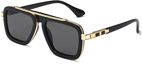Long Keeper Retro Square Sunglasses for Men Women Classic Pilot Sunglasses Vintage Style Metal Square Frames Anti UV400 Sun Glasses Unisex