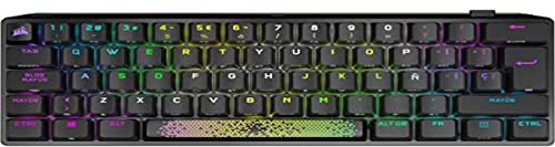 Corsair K70 Pro Mini Wireless 60% Teclado mecánico para Juegos con Teclas de policarbonato (Interruptores de Teclas Cherry MX Red, Retroiluminación LED RGB, Resistente Estructura de Aluminio) Negro