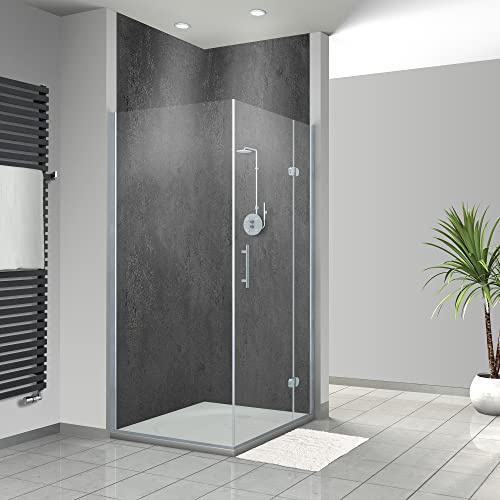 WANDFREUDE individuelle Duschrückwand Aluverbundplatte auf Maß (2 Stück - Betonoberfläche - Premium Matt Lack) – Dusche Wandverkleidung Duschwandverkleidung Duschrückwände