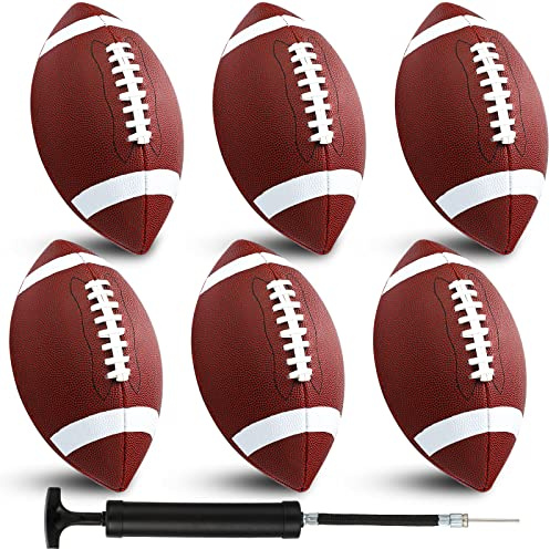 Jerify Composite Leather Footballs Official Size Composite Leather Balls Inflatable Footballs with Pump Bulk for Indoor Outdoor Training and Recreational Play(6 Pcs)