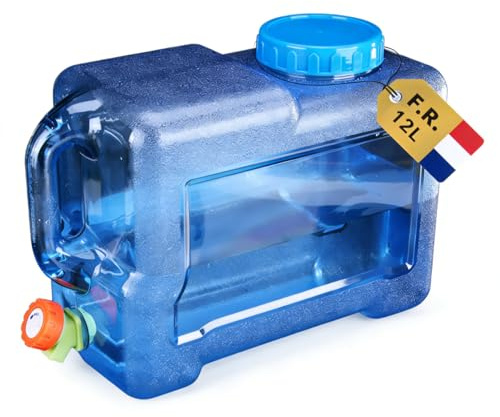 RuiDay Reservoir Eau Camping Car,Portable Bidon d'eau avec Poignée,Jerrican Alimentaire avec Robinet,Parfait pour Voyage, Camping, Barbecue, Pêche