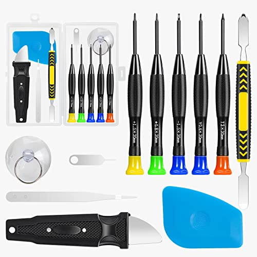 RealPlus Mini Schraubendreher Set 12-teilig, Magnetisch, für Phone & Brille | 12-teiliges Mini Schraubenzieher set, Reparatur Werkzeug Set mit 5 Magnetischen & Pinzette & Saugnapf für Phone, Uhr & Brille