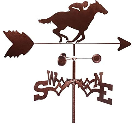 Girouette de Course de Chevaux Girouette en Acier Inoxydable Indicateur de Direction du Vent Durable Piquet de Jardin Outils de Mesure de la girouette pour l'extérieur Animal Support Decor Craft