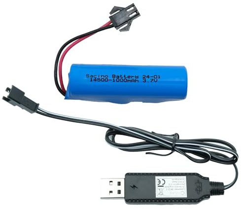 efaso RC Akku 3,7V 1000 mAh HBX Stecker + USB-Ladekabel passend für RC Autos HOMYE/Rhybor Ferngesteuertes Auto/BEZGAR TC141 / BEZGAR 17S / DEERC DE45 / DEERC D35 / ACAMMZAR AT1 / Arulis Amphibisches