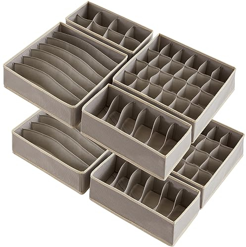Lifewit Schrank Schublade Organizer Teiler für Unterwäsche, 8 Stücke, faltbare Kommode Organizer und Aufbewahrungsbehälter zur Aufbewahrung von Dessous, BHs, Unterwäsche, Hellgrau