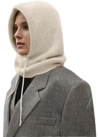 rtdgcv Wintermützen für Damen, warme Kapuzenschal-Mütze für Damen und Herren, Strickmütze mit Kordelzug Damen Mütze Mit Ohrenschutz