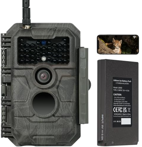 GardePro E6P Wildkamera WLAN, Wiederaufladbare 8000mAh Akku, 64MP 1296P, Wildtierkamera mit bewegungsmelder nachtsicht, Handyübertragung