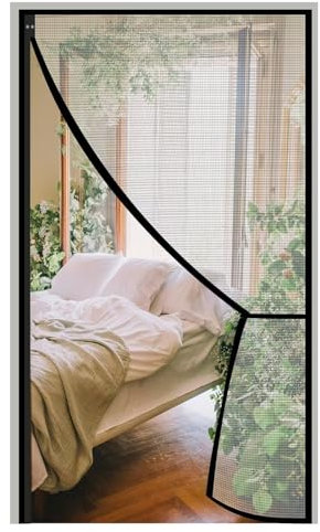 Tenda Magnetica Per Protezione Dagli Insetti, 185x185cm Protezione Dagli Insetti A Mani Libere Per Porta Del Balcone, Tenda Antimosche, L'Aria Può Fluire Liberamente, Per Porta Del Balcone, Nero