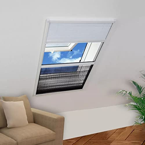 Lechnical Zanzariera Plissettata in Alluminio 60x80 cm con Tendina,Zanzariera Plissettata per Finestre, Zanzariera per Finestra Zanzariera-142615