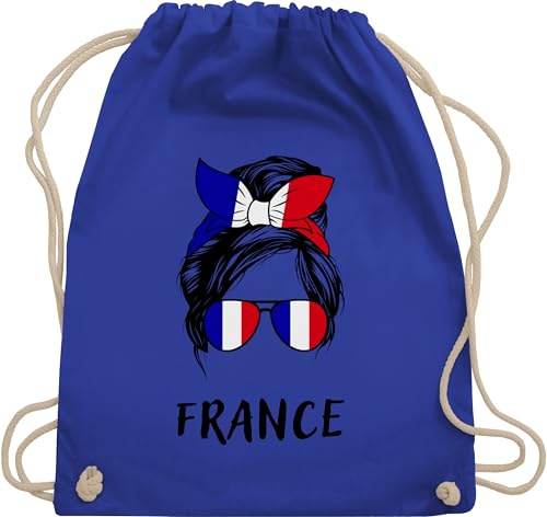 Turnbeutel Rucksack - Fußball EM WM - Taschen - Cooles Frankreich Motiv France Style - Unisize - Royalblau - fußball-em fanartikel europameisterschaft tasche 2024 fussball fu ball em24 fussball-wm