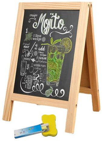 Wintfarm Kreidetafel Aufsteller,Tafel,Schiefertafel Zum Beschriften Mit Holzständern Doppelseitig Schwarz,25 x 40 cm Kleine Kreidetafel,Küchentafel Mit Kreide Für Bar Café Küchen