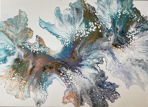 Abstraktes Acrylgemälde auf Leinwand, Farben des Himmels, 70x50 cm,Rot, Blau, weiß, Gemälde, Unikat