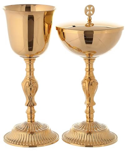 Holyart Calice et ciboire dorés avec décorations Style Baroque, Calice