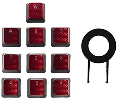 SHEAWA 10 PCS Replacement Keycaps for Corsair K70 K65 K95 G710 RGB Strafe Mechanical Keyboards (Red)