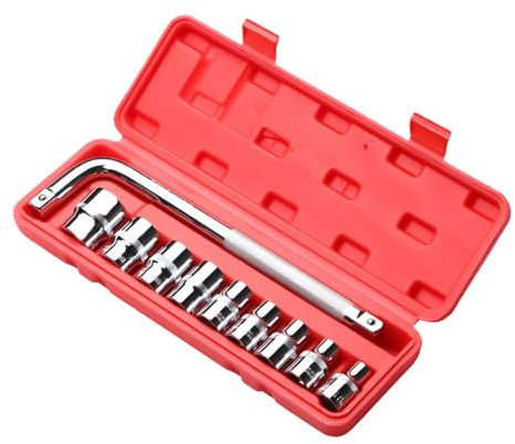 Kixolazr Steckschlüsselsatz, Schraubenschlüssel- und Steckschlüsselsatz, 1/2-Zoll-Steckschlüsselsatz, 10-teiliger Schraubenschlüsselsatz, Schnellspann-Ratschen-Steckschlüssel-Adapter-Handwerkzeug-Set