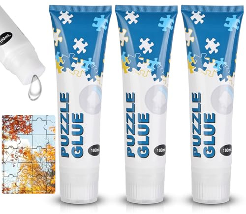 Ainiv Colla Puzzle Liquida e Permanente, Applicatore in Spugna, Accessori per Adulti e Bambini (Colla Per Puzzle, 100 ML * 3)