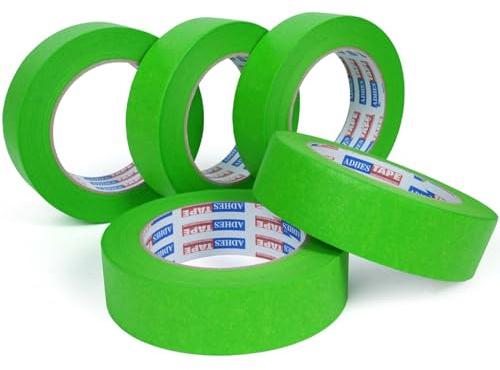 ADHES TAPE PURSUIT OF PERFECTION Ruban De Masquage Peinture De Précision | 30MM X 50M 5 Rouleaux Vert Résistant aux UV Ruban AdhéSif Pour La Protection Des Surfaces