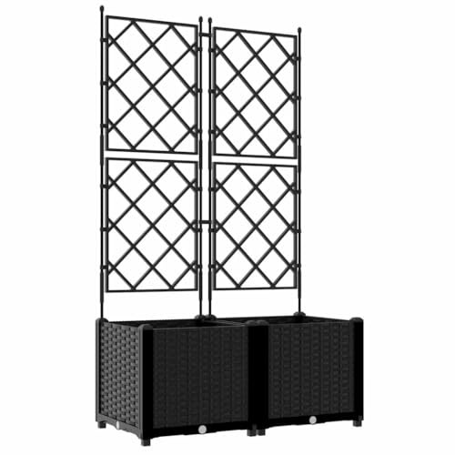 vidaXL Macetero de Jardín 2 pcs Negro 80 x 40 x 143 cm Plástico, Maceta Moderna y Duradera, Elegante contenedor plástico, Resistente al Clima, Ideal para Exteriores