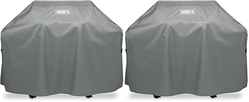 Weber Abdeckhaube, passend für alle Weber Spirit 300 Serie, Genesis 300 Serie BZW Grills bis zu 152cm Breite, UV-beständig, regenabweisend, Schutz vor Wind und Wetter - grau (7179) (Packung mit 2)