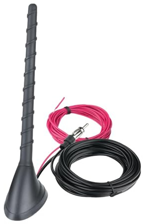 Superbat Antenna FM/AM per Auto: Antenna Attiva Amplificata per Tetto Auto Alimentazione Larga 9-16V a Basso Consumo Cavo 5m con Connettore DIN Compatibile Autoradio Stereo Auto Camion SUV Tuner FM