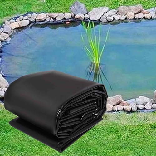 DMCHENGMA Schwarze Teichfolie, 5 mil dick biegsame HDPE-Teichhäute, leicht zuschneidbare Unterlage für Fisch- oder Koiteiche, Wasserspiele, Wasserfallsockel, Springbrunnen, Wassergärten(2x2.5m)