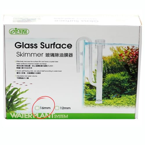 Finest-Filters Glass Surface Skimmer for Aquariums - Choose from 12mm or 16mm - Surface Film Remover for Aquariums, Made of Glass. - Adjustable Flow and Self-Floating (16mm)