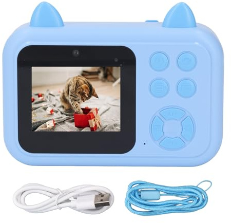 Impresión instantánea de cámara Infantil, Pantalla de impresión térmica Digital de 2.4 Pulgadas Toy de Viaje para niños pequeños para 4 5 6 7 8 9 Niños de 10 años (Blue)