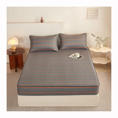 YANGAFJDUA Imbottito Coprimaterasso con Cerniera, Fodera Materasso con Cerniera per Letto Matrimoniale in Cotone, Custodia Materasso Letto Singolo Cover Coprimaterasso con Cerniera,A,180x220cm/79x86in