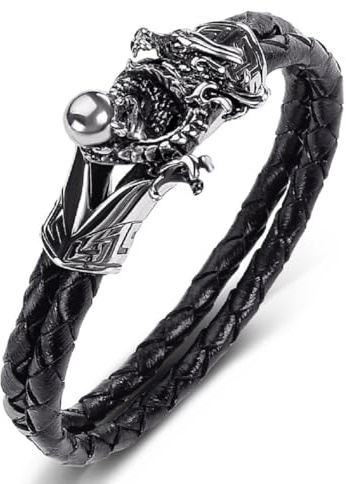 Fachoice Bracelet Dragon Ball pour Hommes Dominant Dragon Bracelet en Cuir Chinois Punk Animal Bijoux pour Hommes
