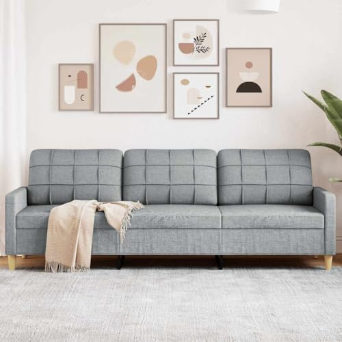 ACAGALA 3-Sitzer-Sofa, Bequeme 3er-Sofa, Stoffsofa, Mini Sofa Holzbeine + Metallrahmen, Modernes Couch Klein für Wohnzimmer Schlafzimmer Heimkino Gästezimmer | 210 cm | Hellgrau