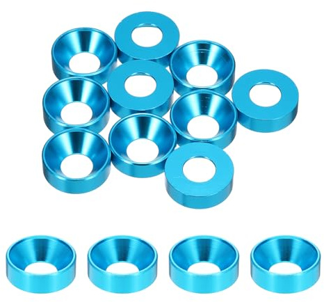 sourcing map 10 rondelle svasate M10, in lega di alluminio anodizzato da 22 mm, guarnizioni per viti RC/FPV/PC/Drone, colore azzurro