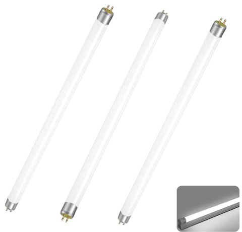 Paquete de 3 Tubo Fluorescentes T5 14W, Tubos De Bajo Consumo T5 14W 549mm, Blanco Frío 6000K, 1156LM, Bombillas CFL, Attacco G5, Sin Parpadeo, Para lLces de Emergencia, Cocina, Baño, Armario y Garaje
