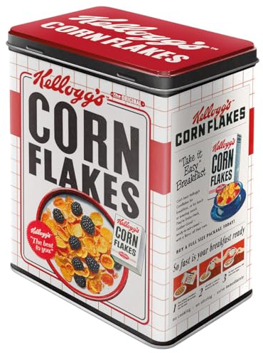 Nostalgic-Art Retro Vorratsdose L, 3 l, Kellogg's – Corn Flakes Bowl | Original Lizenzprodukt (OLP), Große Cornflakes-Dose aus Blech, Vintage Design, Geschenk-Idee für die Küche