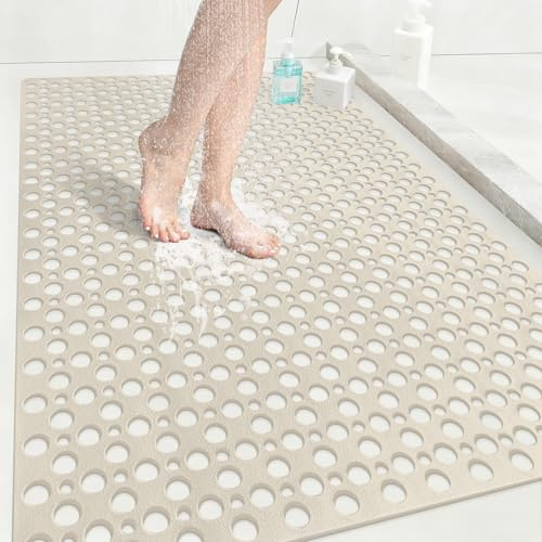 Duschmatte rutschfest 80x120 cm: Große und weiches TPE Antirutschmatte Dusche, Duscheinlage rutschfest mit Saugnäpfen und Großes Ablauflöchern, Rutschmatte dusche, schimmelresistent&maschinenwaschbar