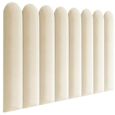 RAVIO Polsterpaneel Samt Wand Wandkissen Bett Kopfteil Wandpolster Gepolsterte Wandpaneele Schlafzimmer Kinderzimmer, PETPROOF, Oeko-TEX, 120x30 cm Magic Velvet 2250 - Creme