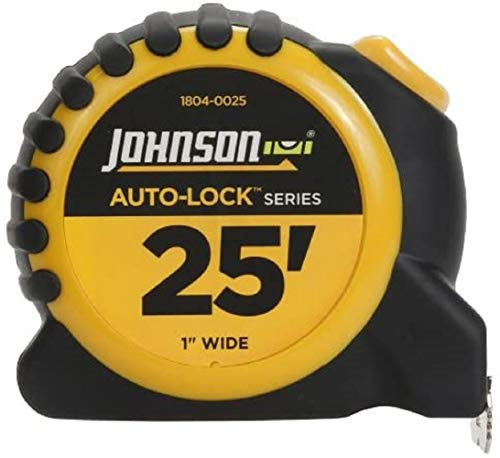 Johnson Level & Tool 1804-0025 Auto-Lock Power Tape, 25', Black/Yellow, 1 Tape