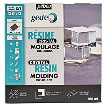 Pébéo - Gédéo Kit Cristallo Resina 150 ML - Effetto Pasta di vetro epossidica trasparente - Pébéo Cristal - Per Inclusione, Colata, Stampaggio, Stampaggio, Verniciatura - Legno e altri materiali compatibili 150 ML.