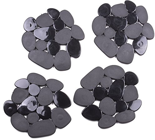 MSV TP Almohadillas Antideslizantes guijarros con Ventosa en Negro, PVC